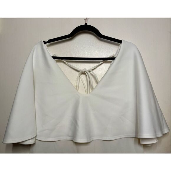 ASOS Curve Cape Plunge Midi Bodycon Dress white size 14 NWT - Picture 4 of 15